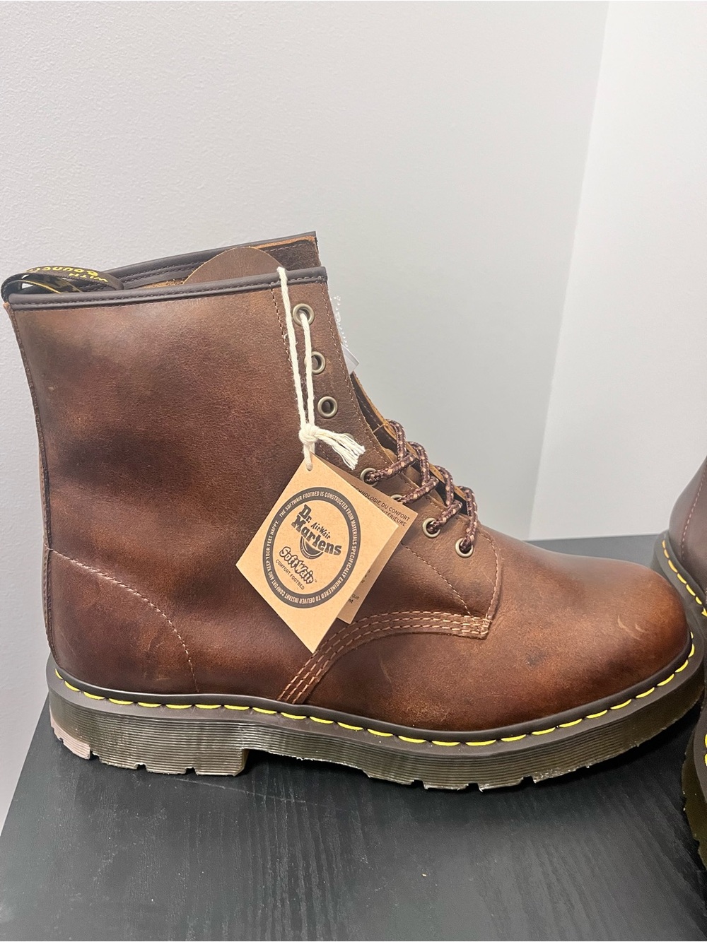 Dr. Martens AirWair 1460 Crazy Horse Lace Up Brown Leather Boots. NEW